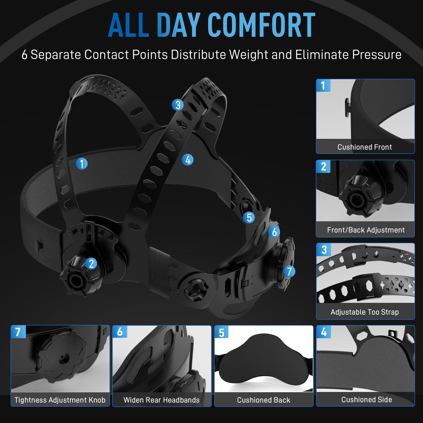 ANDELI RL-600LB welding helmet adjustable headgear for comfort and secure fit