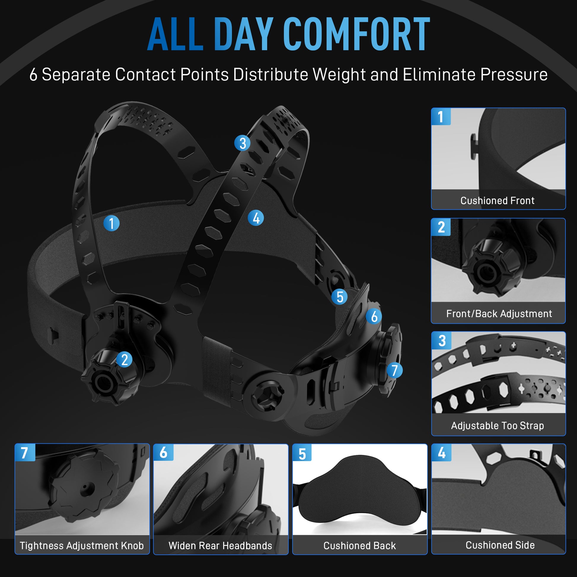 ANDELI RL-600LB welding helmet adjustable headgear for comfort and secure fit