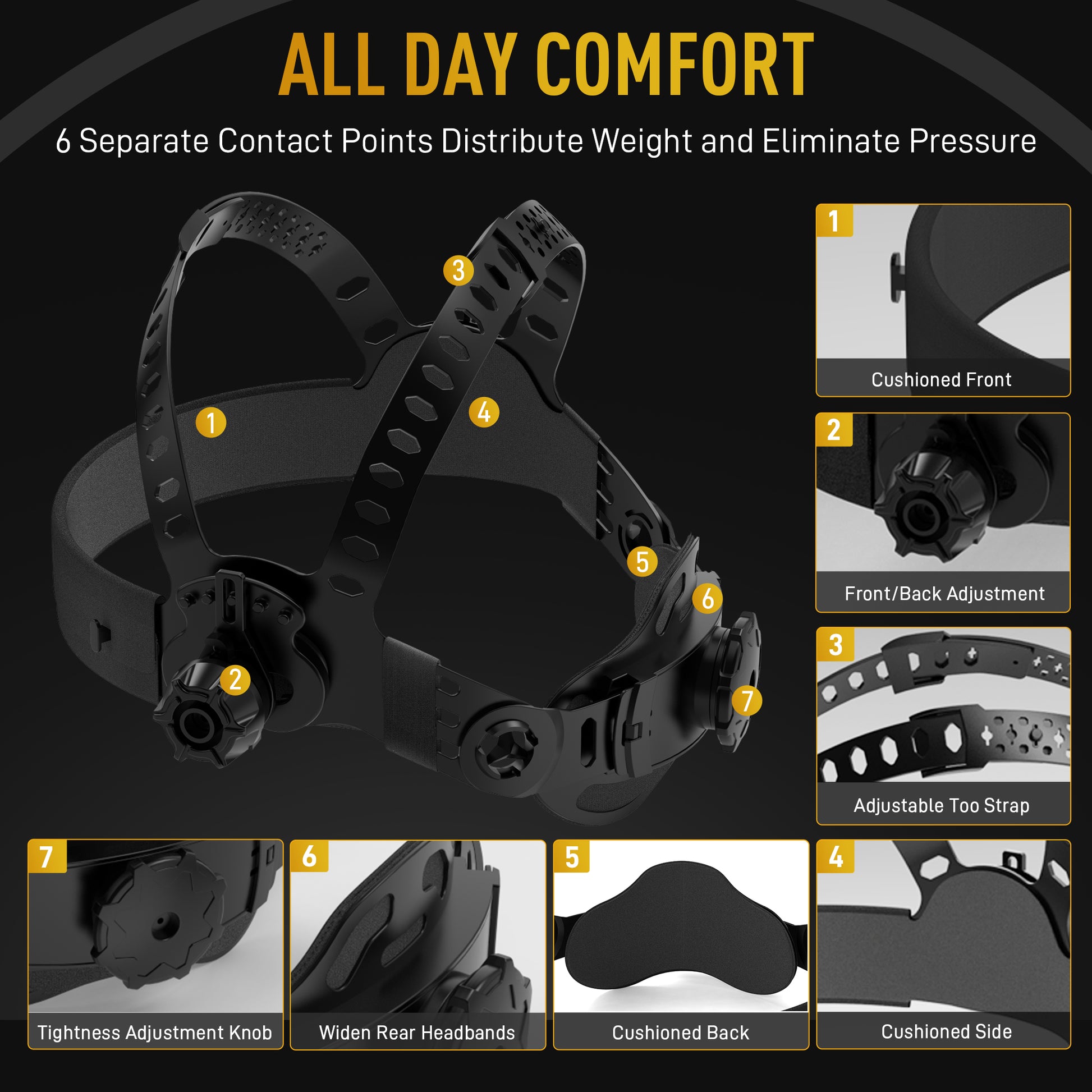 ANDELI RL-600LB welding helmet adjustable headgear for comfort and secure fit