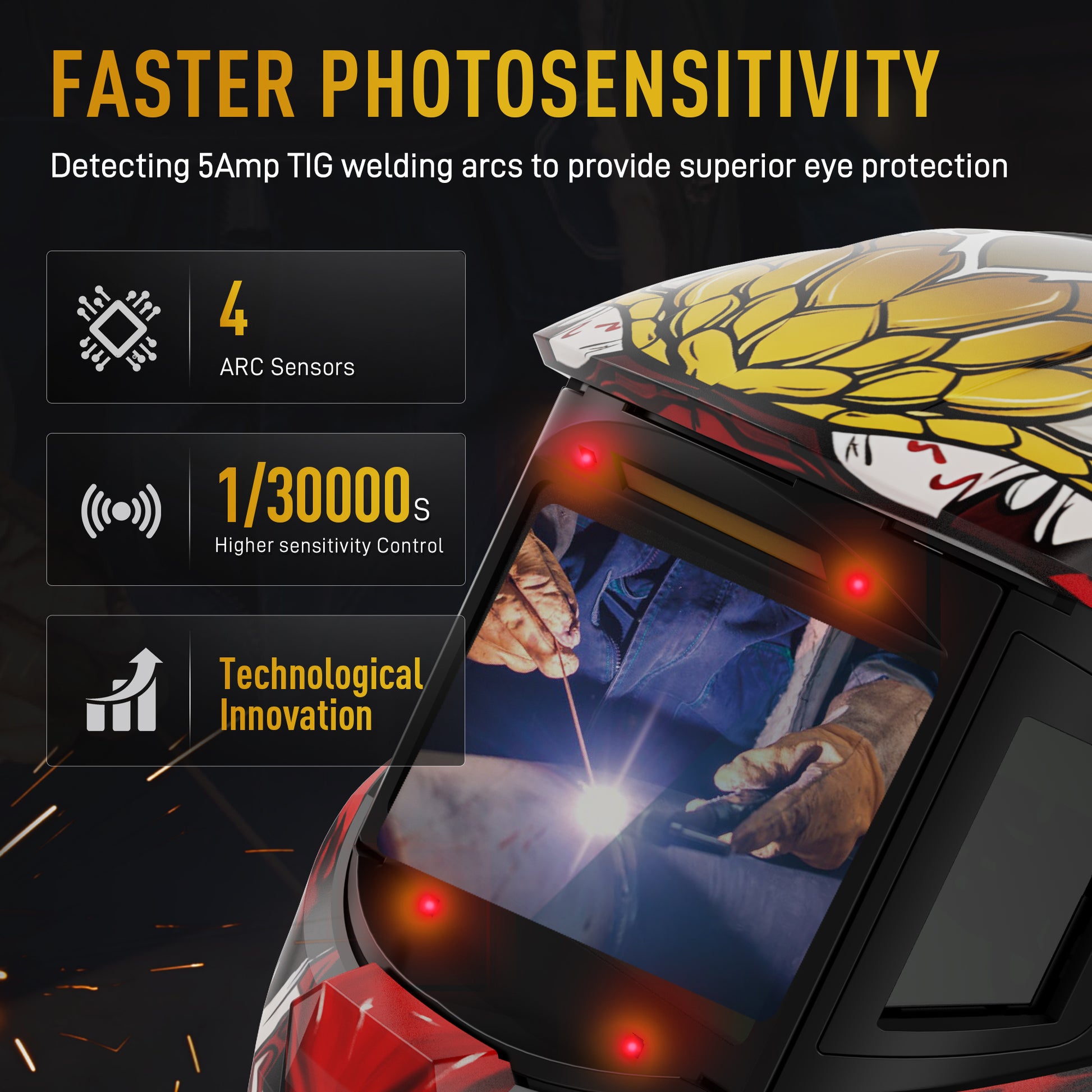 ANDELI RL-600LB auto darkening welding helmet with high sensitivity sensors