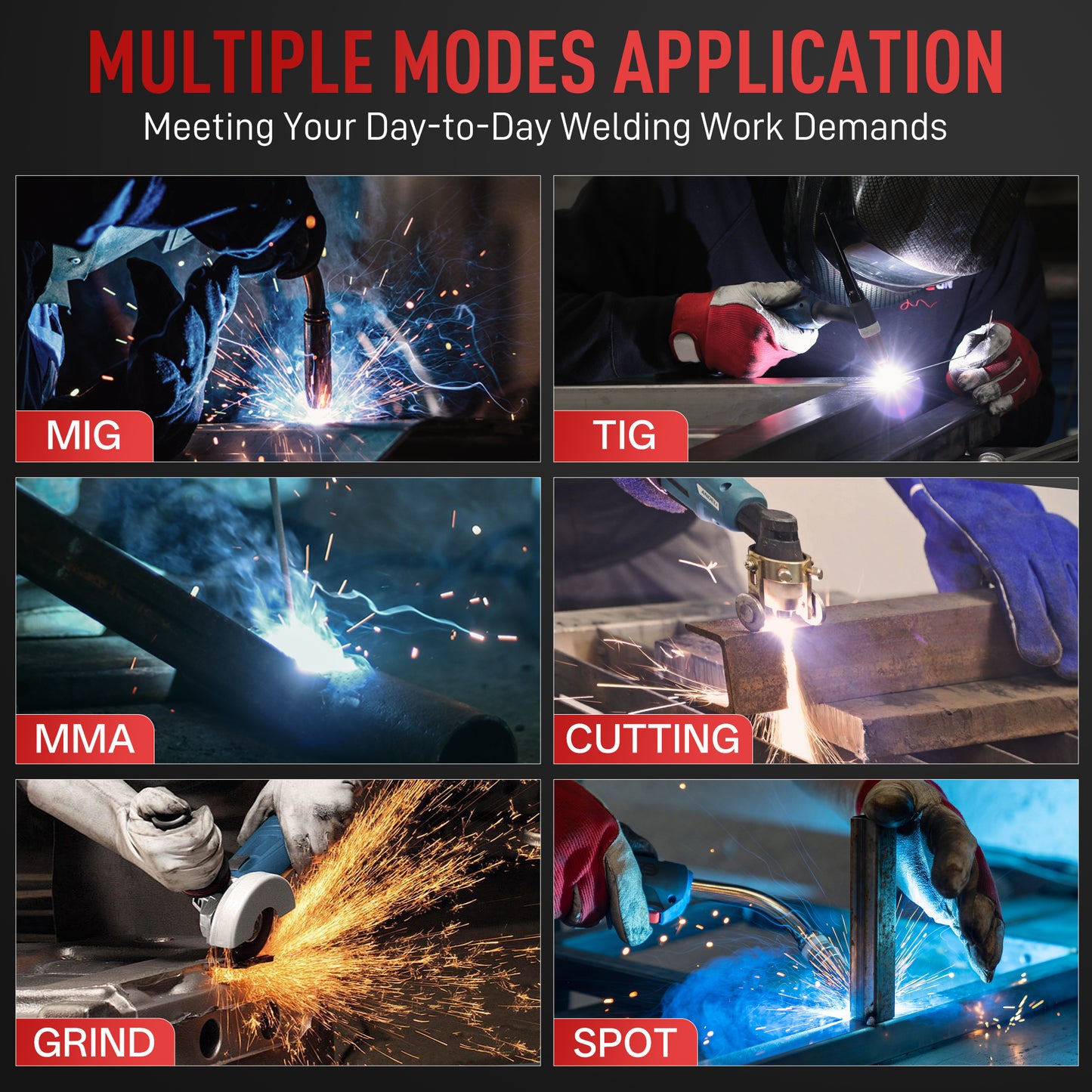 Andeli RL-600LB welding helmet suitable for MIG TIG MMA cutting and grinding modes