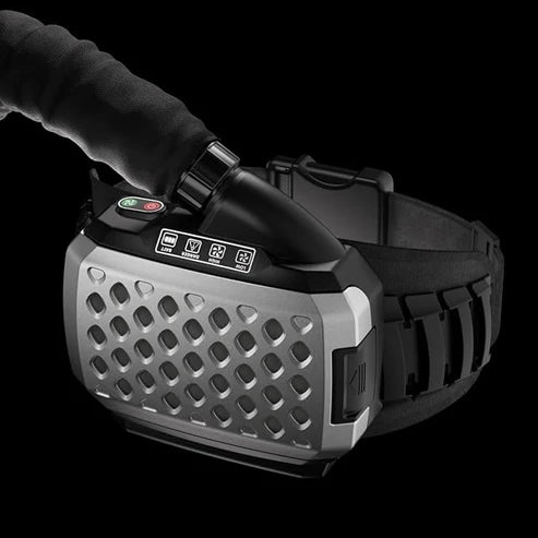 Andeli welding helmet air purifier headgear, integrated control panel for easy adjustment.