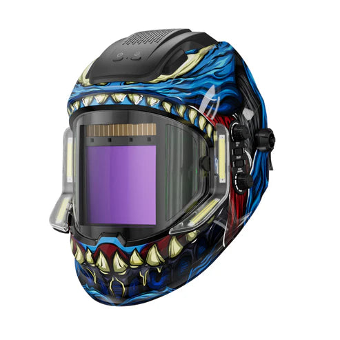 Auto darkening welding helmet with LED lights and true color lens, wide view protective welding helmet