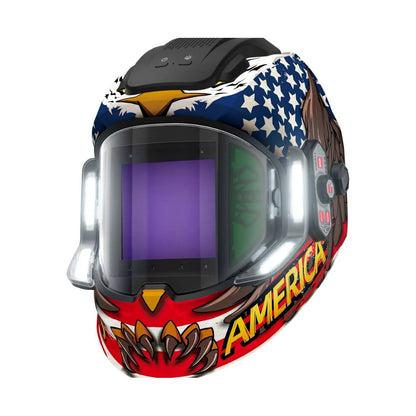 ANDELI Auto Darkening Welding Helmets with 4 LED Lights-American Eagle（2400mAh）