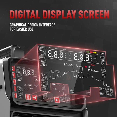Digital display screen welder with clear graphical control interface