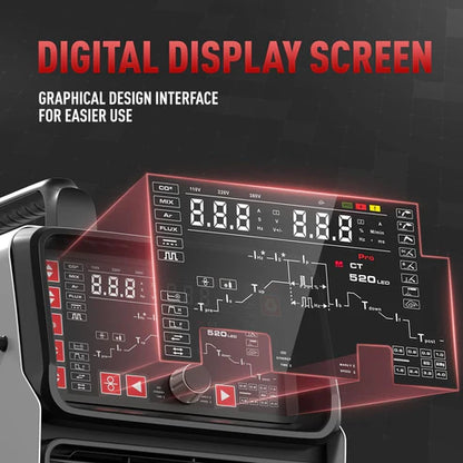 Digital display screen welder with clear graphical control interface