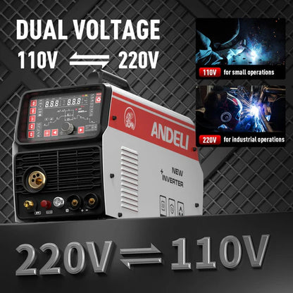 Dual voltage welder supports 110V and 220V input power