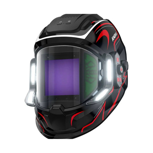 ANDELI Auto Darkening Welding Helmets with 4 LED Lights-Red Cat（2400mAh）