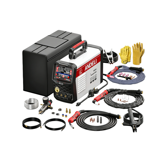 MCT-416P 160A 6-in-1 multi process welder kit with plasma torch, MIG torch, TIG torch, MMA holder and full welding accessories