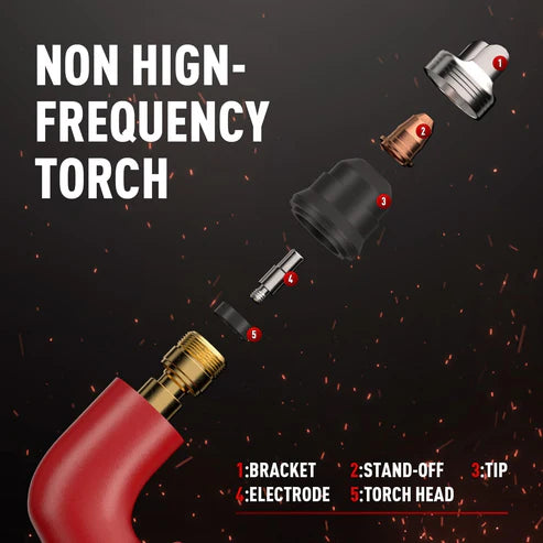 Non high frequency welding torch with detachable components