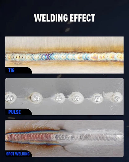 Real welding effects of pulse TIG welder (TIG/Pulse/Spot modes), delivering neat & consistent welds.