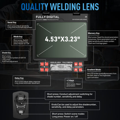 Andeli RL-600LA 3 lens panoramic welding helmet with large viewing area