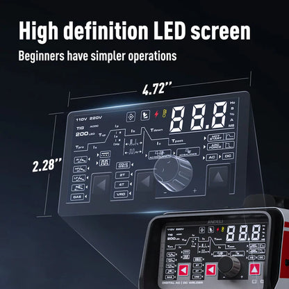 TIG 200 PE welder high definition LED control screen