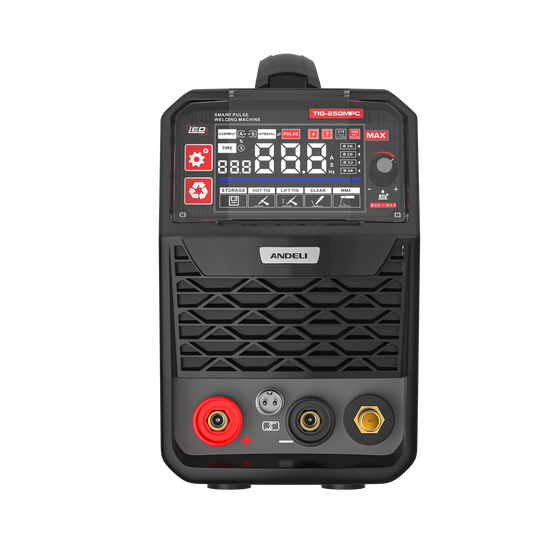 TIG-250MPC 200Amp pulse TIG welder front view with control panel