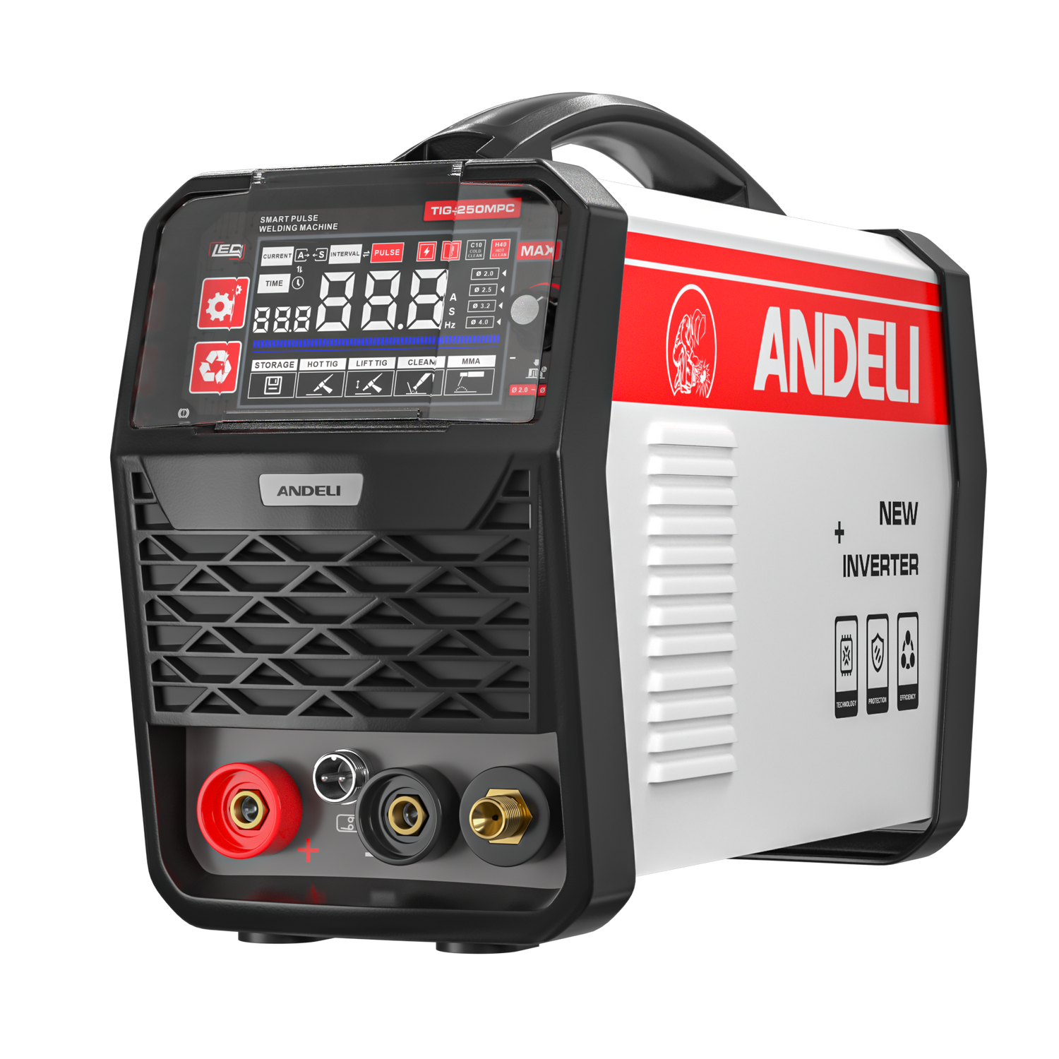 TIG-250MPC 200Amp pulse TIG welder front left view