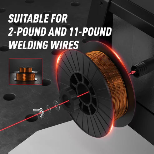 Welder supports 2 lb and 11 lb welding wire spools