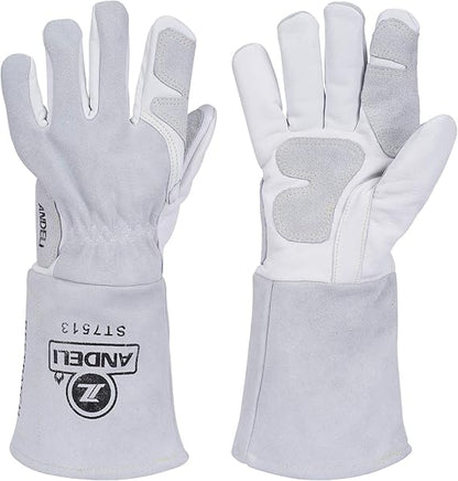 Premium Welding Gloves - Front and Back View with Durable Leather Construction