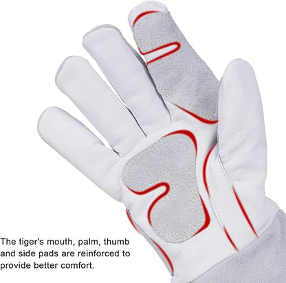 Welding Gloves with Reinforced Tiger's Mouth, Palm, and Thumb Pads for Better Comfort