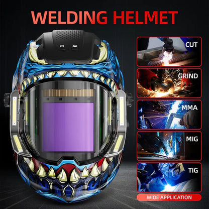 Auto darkening welding helmet for MIG TIG MMA welding, grinding and cutting applications